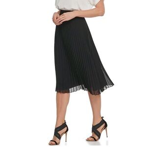NWT DKNY Black Pleated Midi Skirt